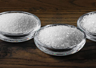 Pure Ocean salt in glass bowls